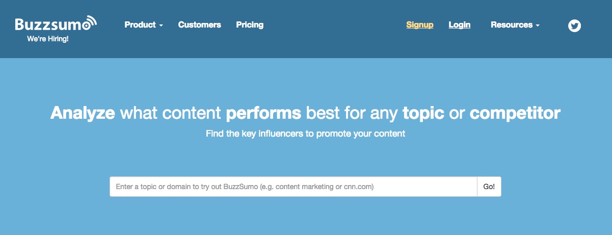 Buzzsumo - 12 herramientas para buscar influencers en Redes Sociales