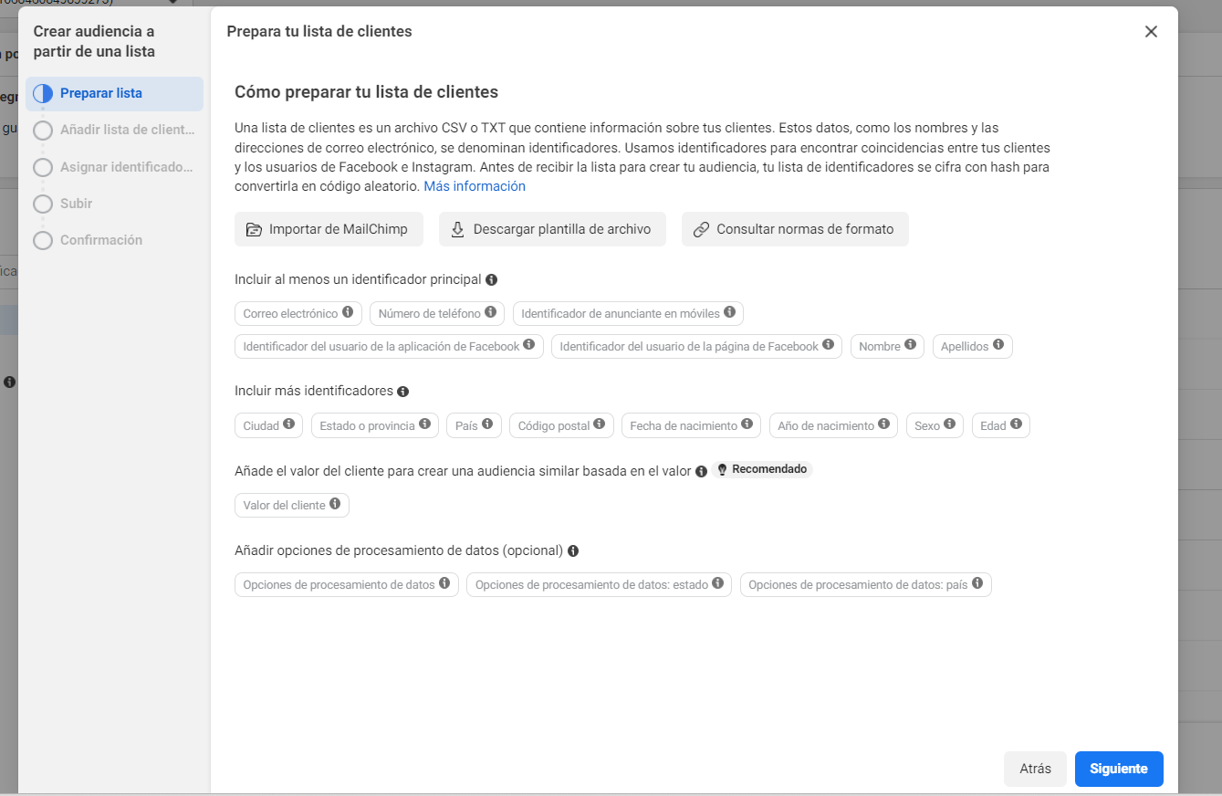 listado clientes audiencia retargeting meta ads