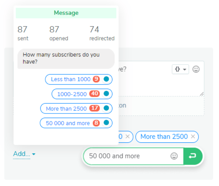 chatbot sendpulse opciones respuestas