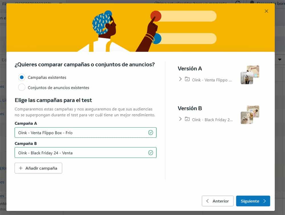 test ab meta ejemplo