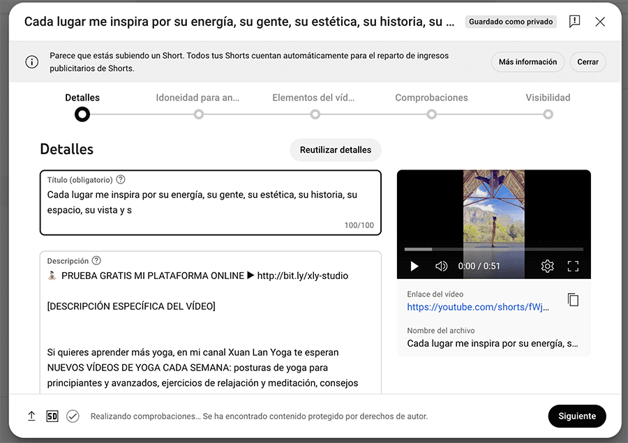 pasos para crear un short de youtube apartado detalles