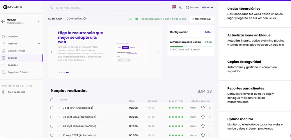 modular ds copias seguridad