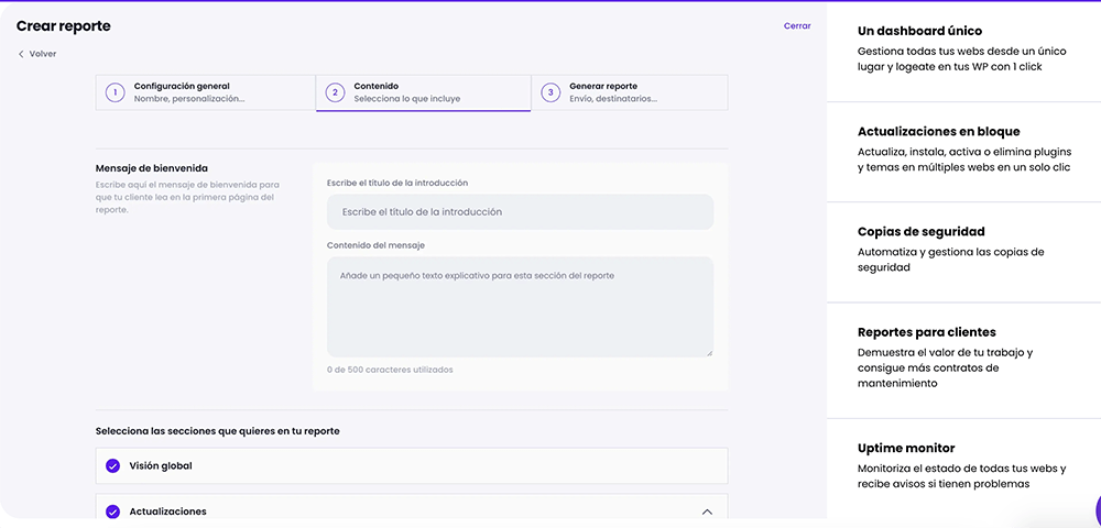 modular ds reports mantenimiento web